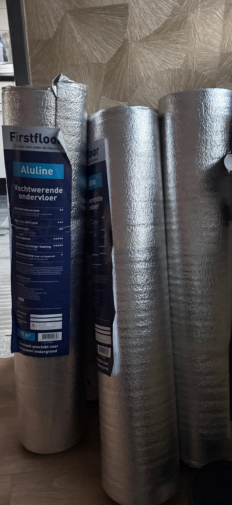 Firstfloor Aluline Vochtwerende Ondervloer 15m², Ophalen, Minder dan 50 cm, Zilver, Nieuw