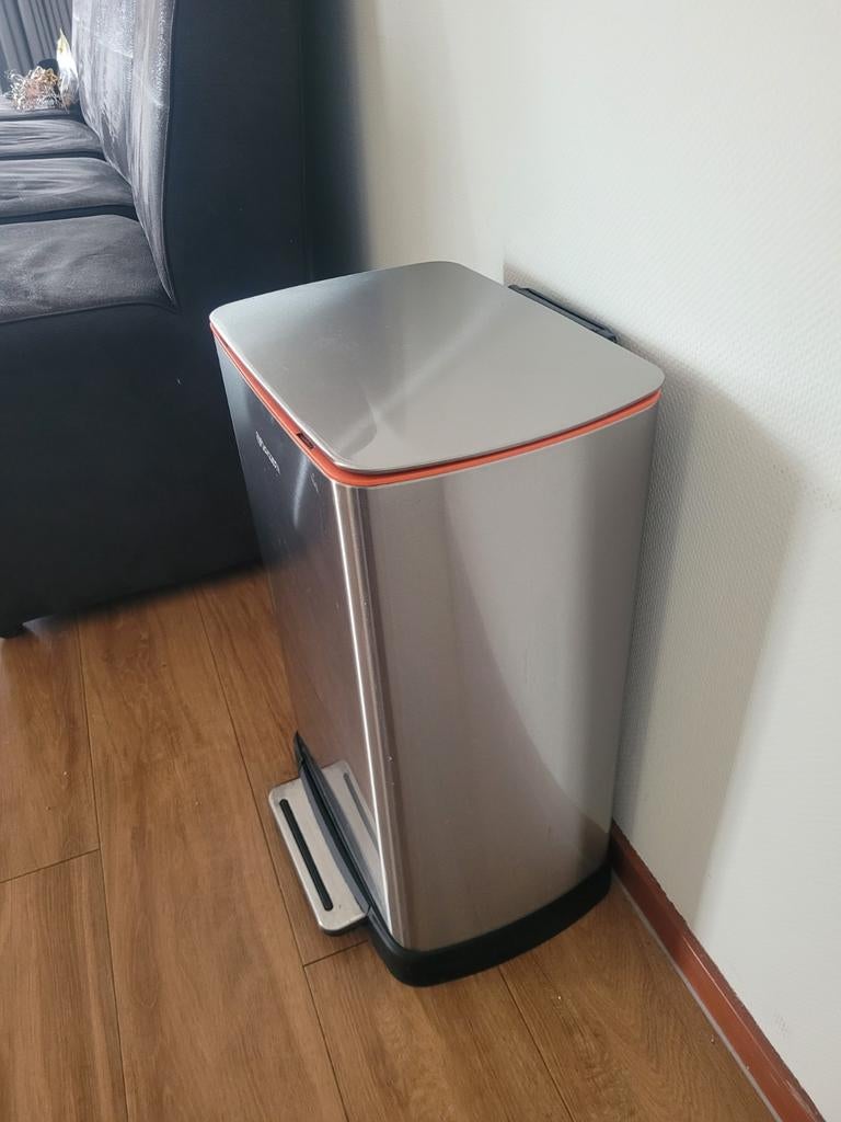 Homra Koniq RVS Prullenbak 30 Liter, Ophalen, Gebruikt, Rvs, 50 tot 75 cm