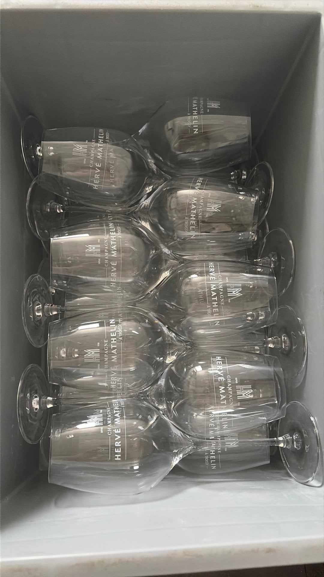 Set van 28 LEHMANN - Hervé Mathelin Champagne glazen, Ophalen, Gebruikt, Glas