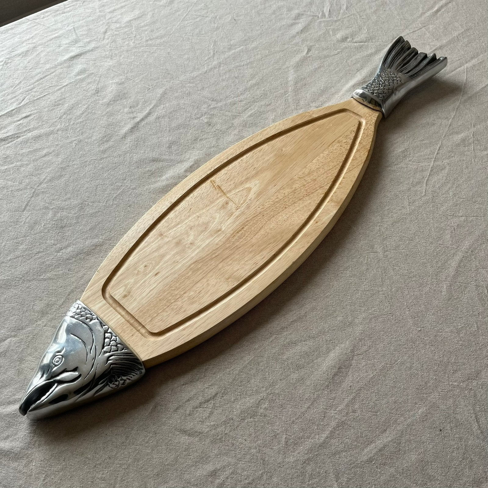 Vintage XL houten vis serveerplank, Ophalen of Verzenden