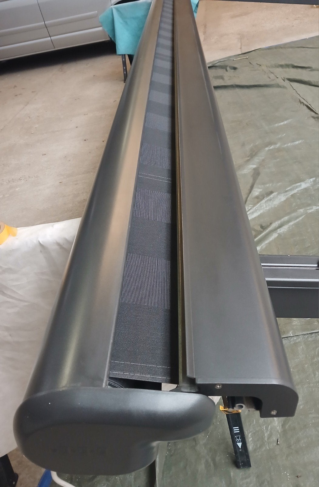 ex showroom pergola zonnescherm met verlichting op staanders, Ophalen, Zwart