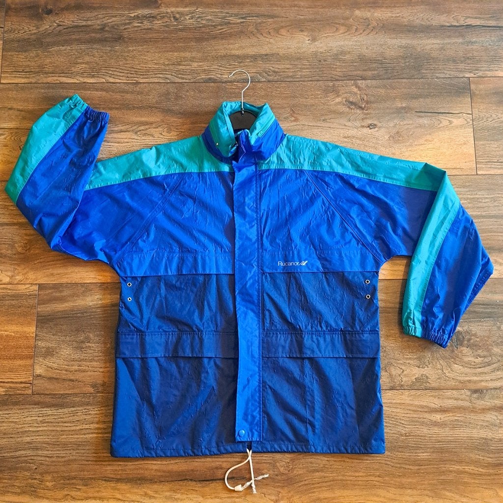 Vintage Rucanor color-block windjack, jaren '80/'90, Caravans en Kamperen, Ophalen of Verzenden, Zo goed als nieuw, Regenjas, Dames