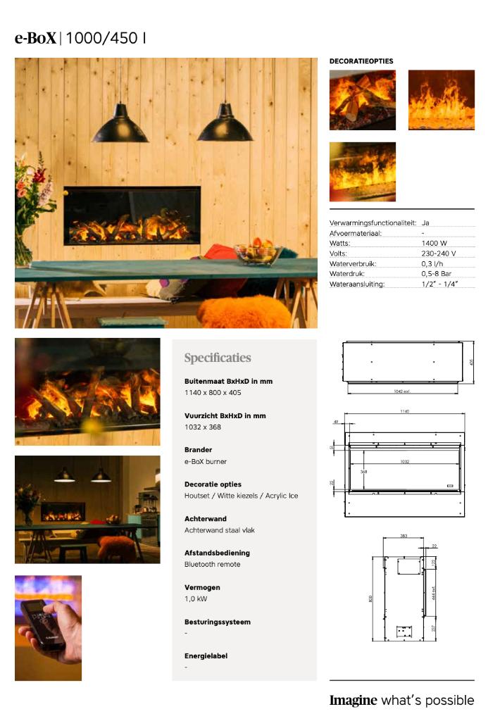 Faber Dimplex E-Box 1000/450 Front waterdamphaard, Elektrische haard, Nieuw, Ophalen of Verzenden, Faber Dimplex