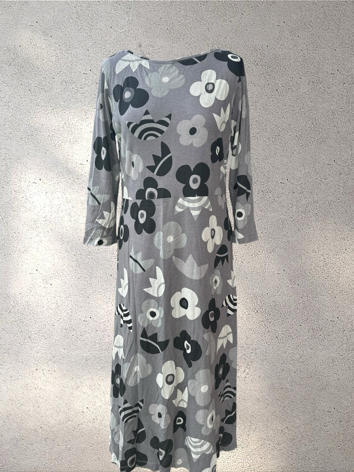 Gudrun Sjödén jurk met bloemenprint - Maat M, Maat 38/40 (M), Ophalen of Verzenden, Zo goed als nieuw, Grijs