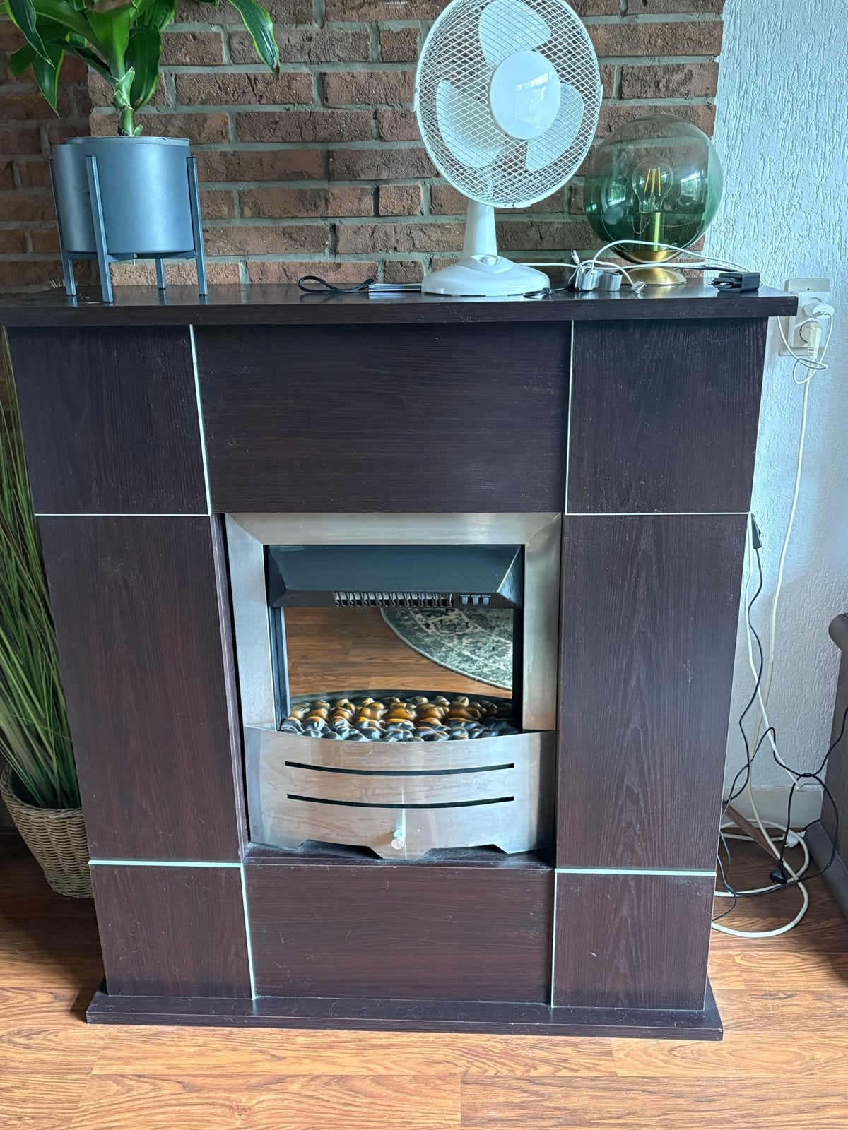 Gezellige adam  helios  haard/ schouw - Elektrisch, Wengé, Ophalen, Gebruikt, Vrijstaande haard, Elektrische haard