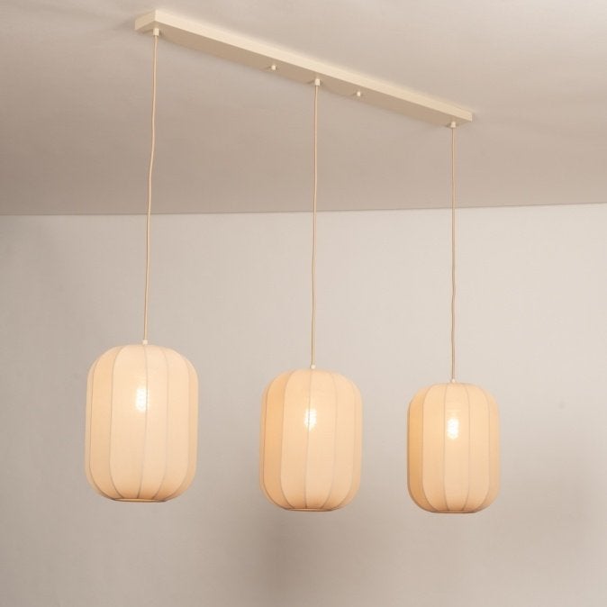 japandi hanglamp 123cm beige lampion eethoek eettafel lamp, Ophalen of Verzenden, Nieuw