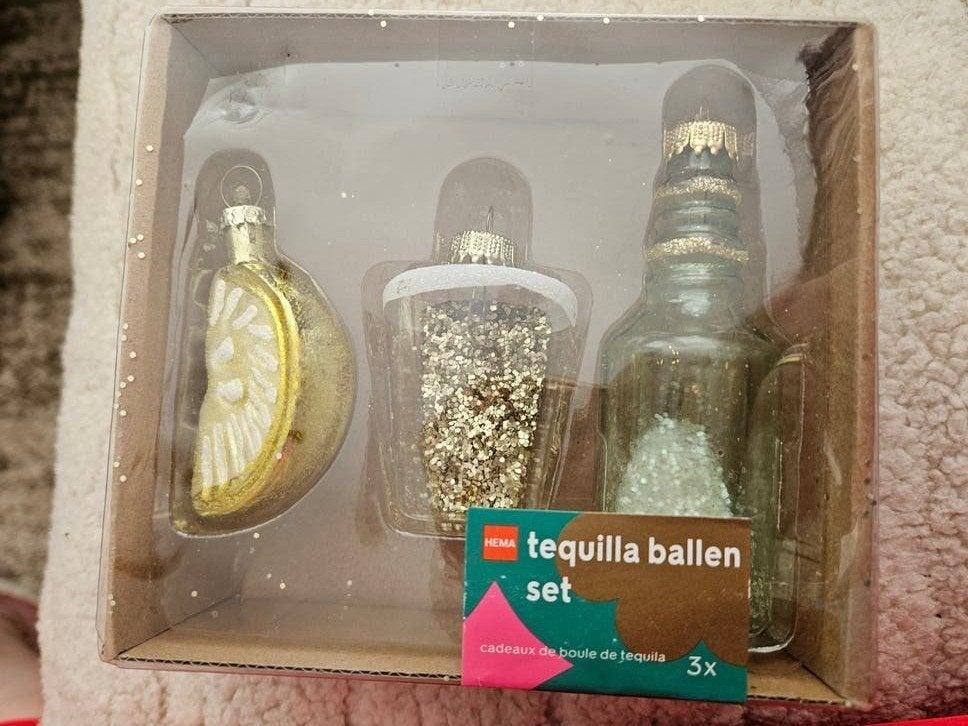 Tequilla Ballen Kerstornamenten Set (3x), Meerkleurig, Overige stijlen, Nieuw, Ophalen of Verzenden