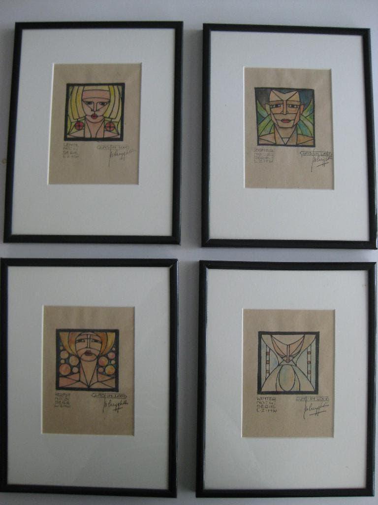 J.H.C. [Jos] Creyghton Zomer lente herfst winter. gesigneerd, Antiek en Kunst, Ophalen of Verzenden