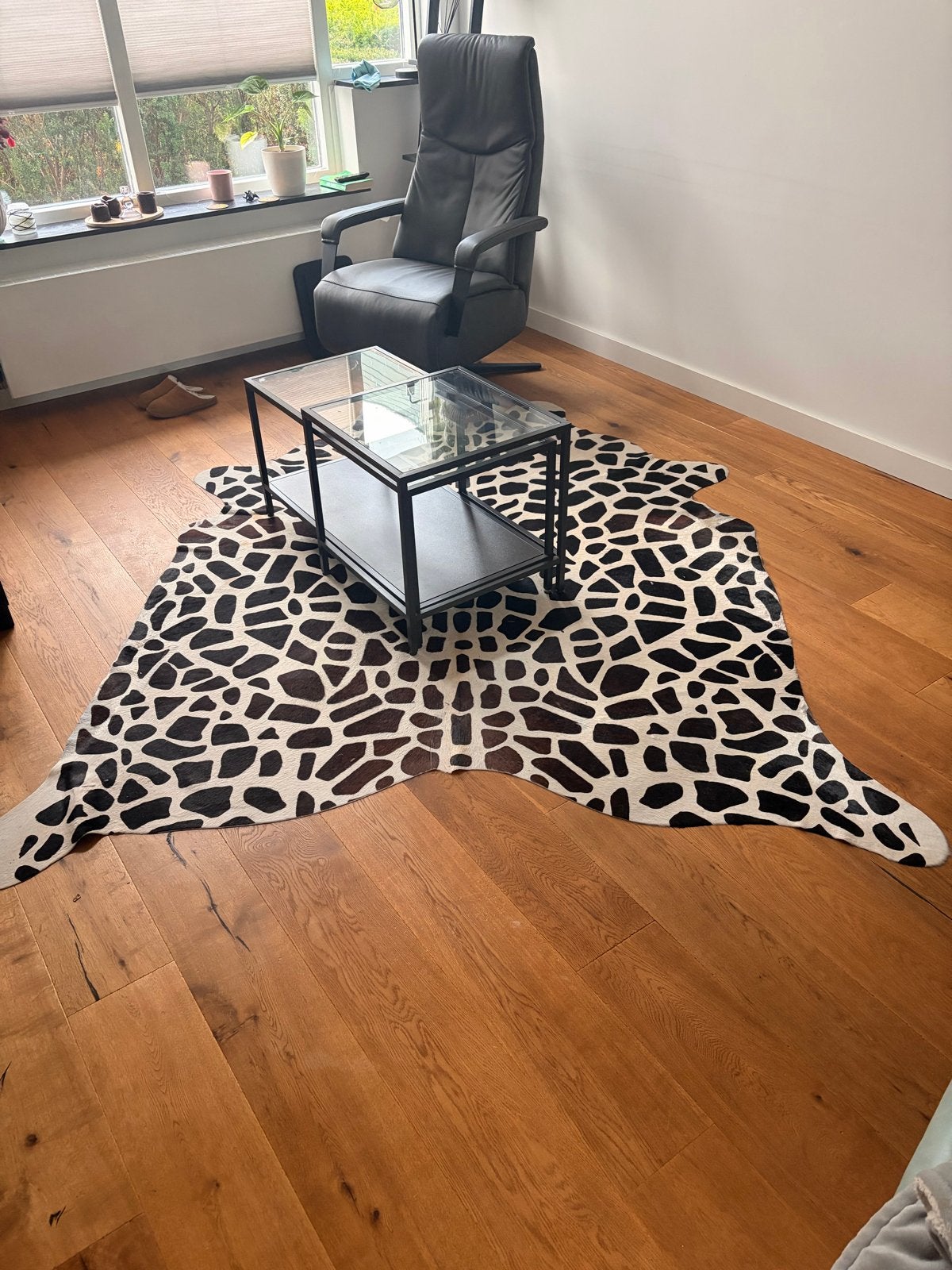 Vloerkleed met Giraffe Print - 200x200 cm, Ophalen, Gebruikt, Wit, 200 cm of meer