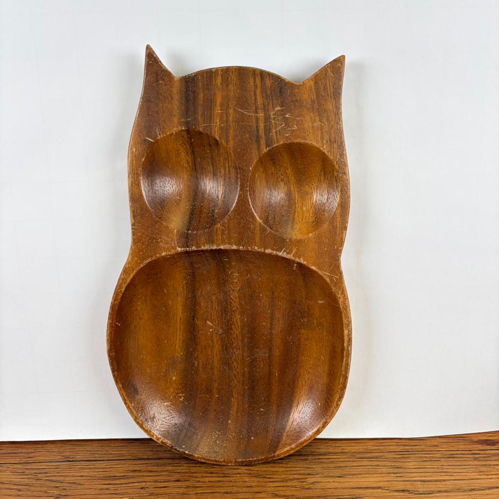Vintage houten schaaltje uil, Ophalen of Verzenden