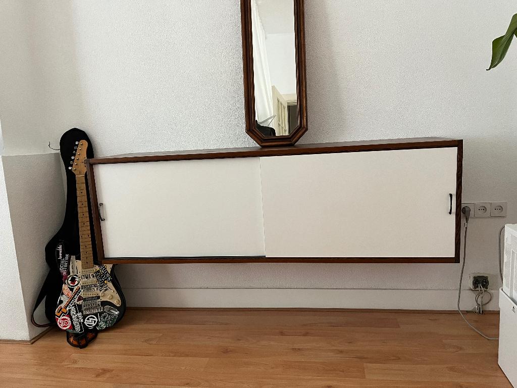 Vintage wengé wandkastje - mid century, Huis en Inrichting, Kasten | Wandmeubels, Ophalen, Gebruikt, 150 tot 200 cm, Teakhout