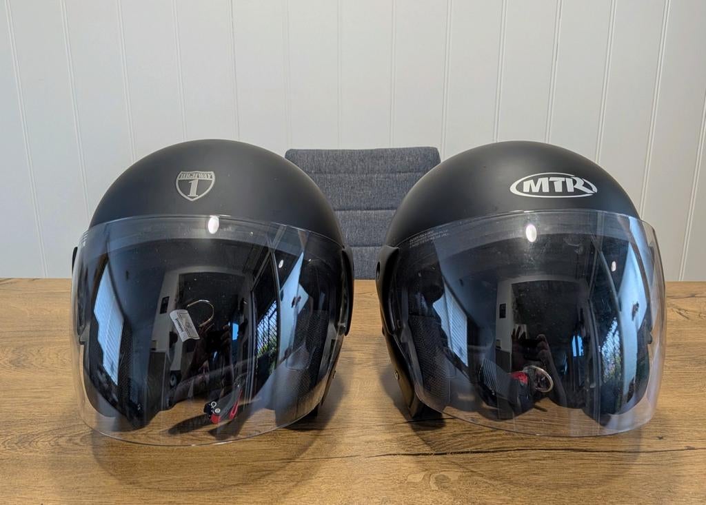 2x Jethelm mat zwart, maat M en XL, Motoren, Overige merken, M, Dames, Jethelm