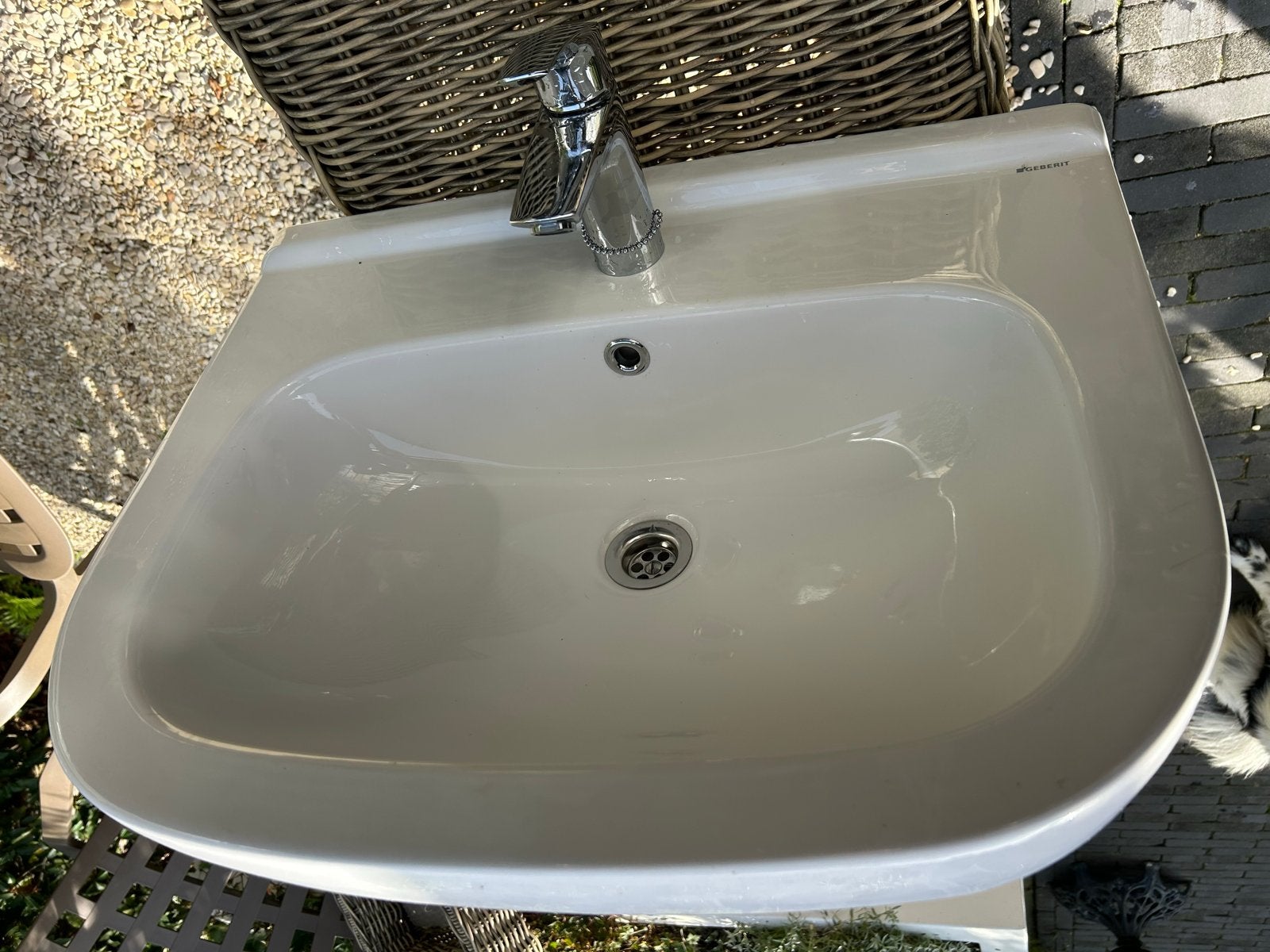 Nieuw Geberit wastafel met Grohe mengkraan en sifon, Ophalen, Nieuw, Chroom, Wastafel
