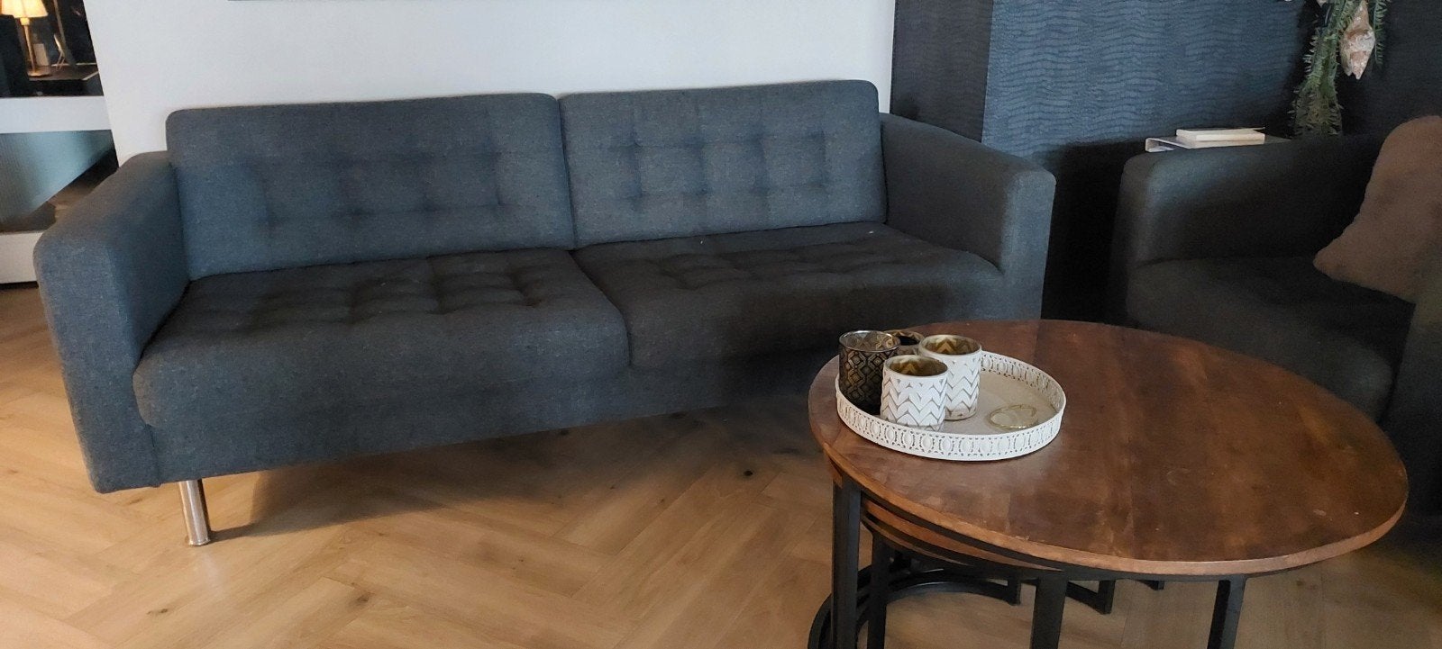 IKEA Landskrona bank, 2 fauteuils en hocker - direct ophalen, Ophalen of Verzenden, Gebruikt, Stof, Modern