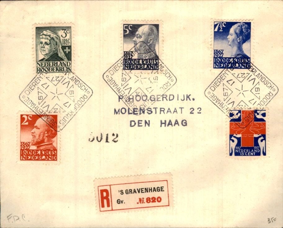 Den Haag - Serie Rode Kruis - Stempels - FDC - 1927, Postzegels en Munten, Brieven en Enveloppen | Nederland, Verzenden, Envelop