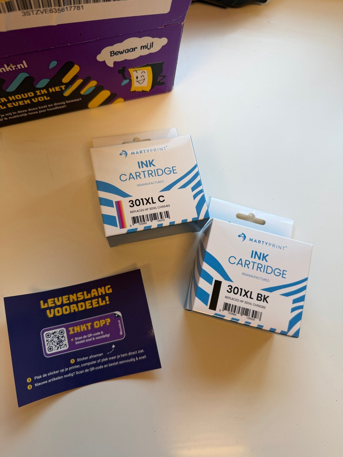 HP, Martyprint 301XL Cartridges (Zwart & Kleur), Ophalen of Verzenden, Zo goed als nieuw, Cartridge