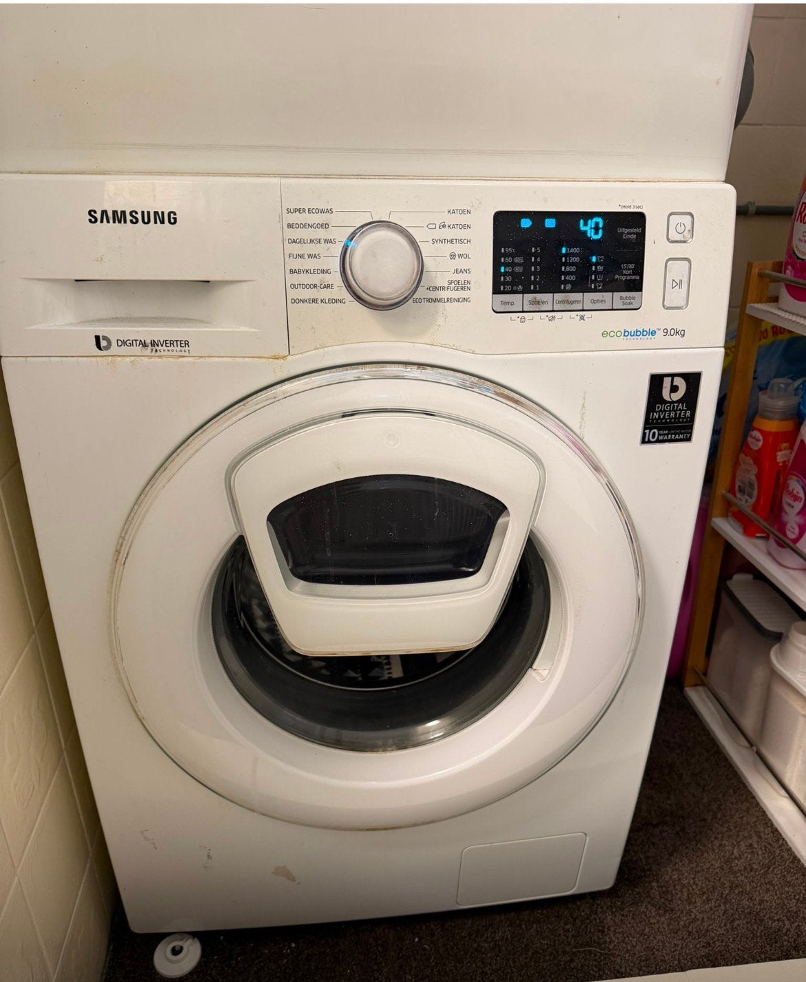 Wasmachine, Ophalen, Gebruikt, 1200 tot 1600 toeren, 85 tot 90 cm