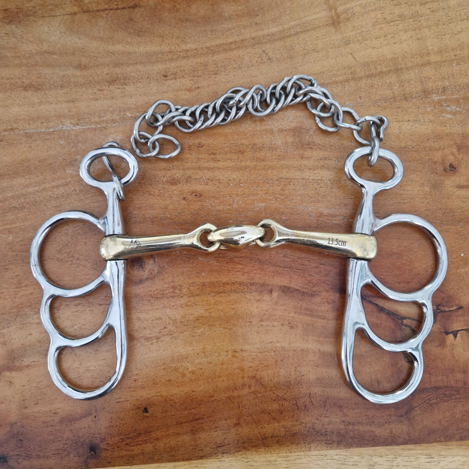 B stang met dubbel gebroken goldbrass mondstuk 13,5 cm, Ophalen of Verzenden, Zo goed als nieuw, Bit, Full