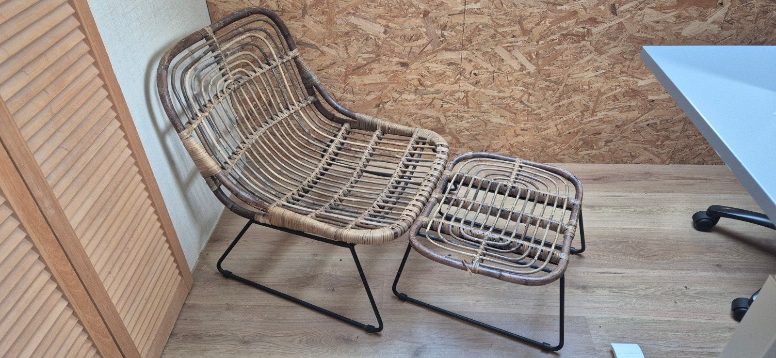 Rotan stoel met bankje, Ophalen, Gebruikt, Bruin, Bohemian, Natuurlijk