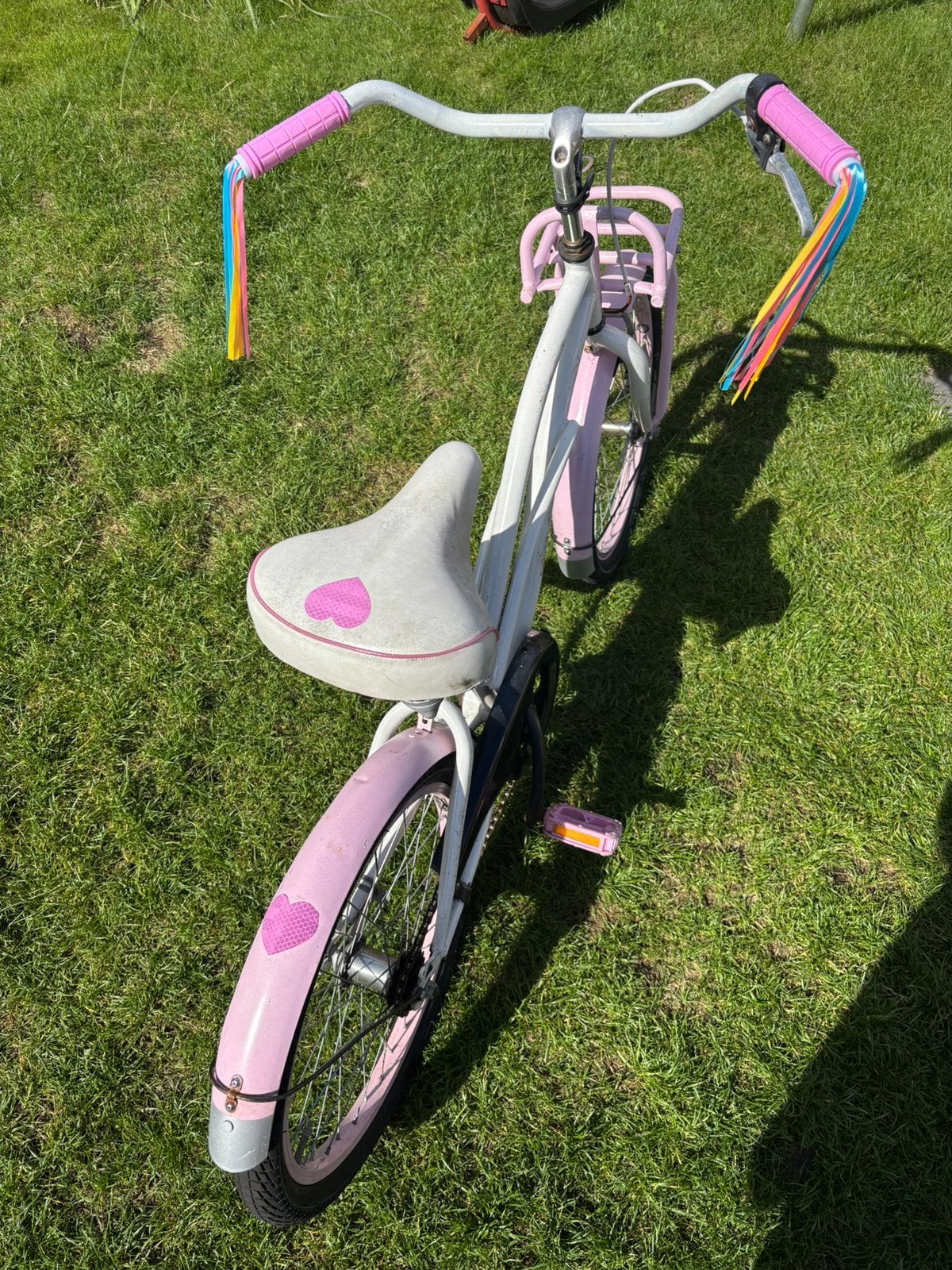 20” Amigo cruiser meisjes fiets roze wit met stuurslierten, Fietsen en Brommers, Terugtraprem, Gebruikt, Ophalen of Verzenden