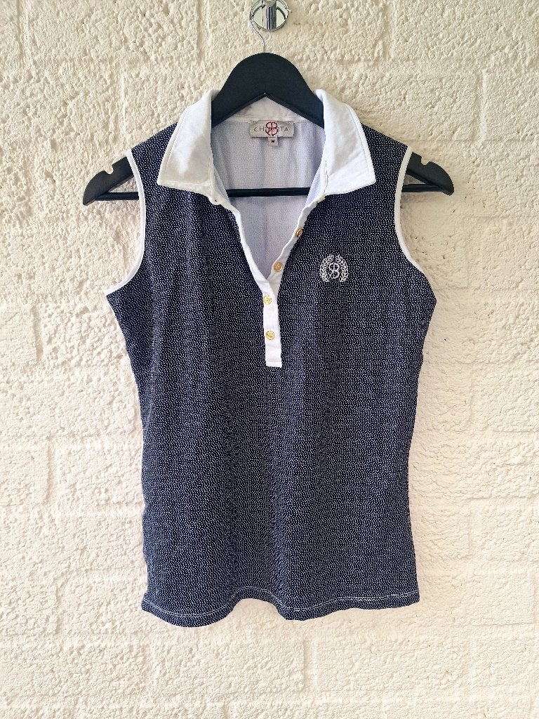 ChiBerta mouwloze polo M preppy golf stijl blauw, Ophalen of Verzenden, Zo goed als nieuw, Kleding
