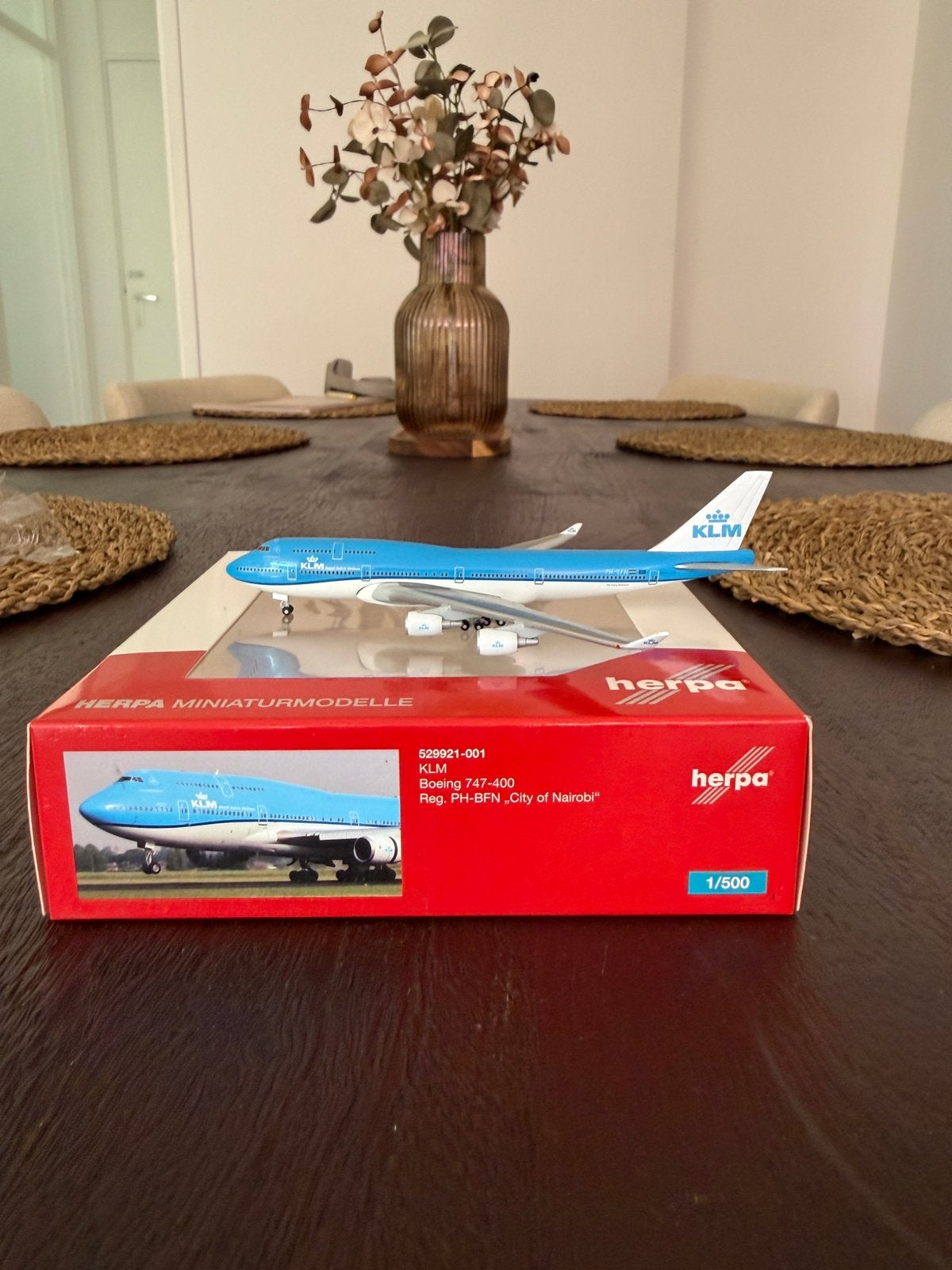 Herpa KLM 747-400 1/500, Ophalen of Verzenden, Zo goed als nieuw, Schaalmodel