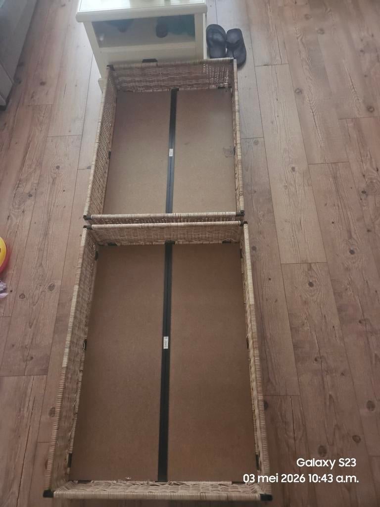 3 rieten manden voor onder bed - 18x90x66 cm, Ophalen, Gebruikt, Mand, Riet