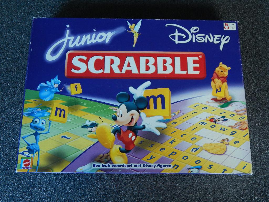 Scrabble Junior , Disney uitvoering, Een of twee spelers, Ophalen of Verzenden, Gebruikt, Mattel