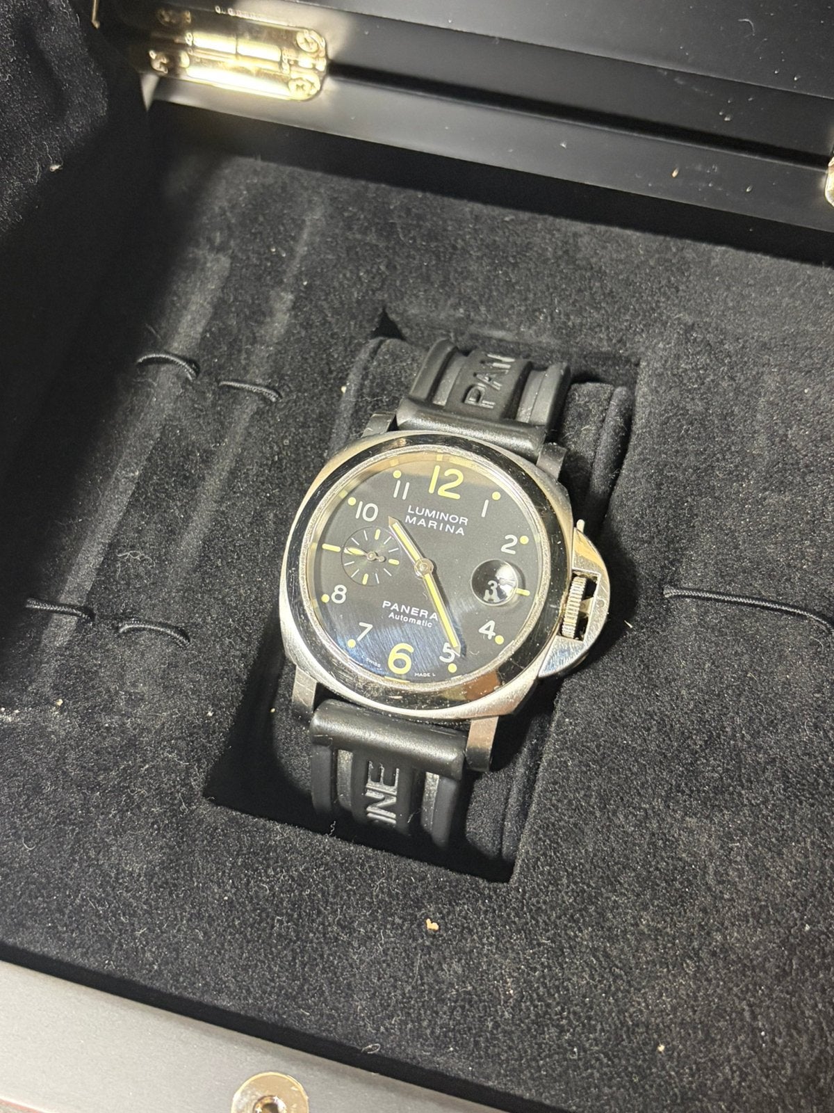 Panerai Luminor Marina Automatic PAM00164 – 44mm, Ophalen of Verzenden, Zo goed als nieuw, Leer, Overige merken