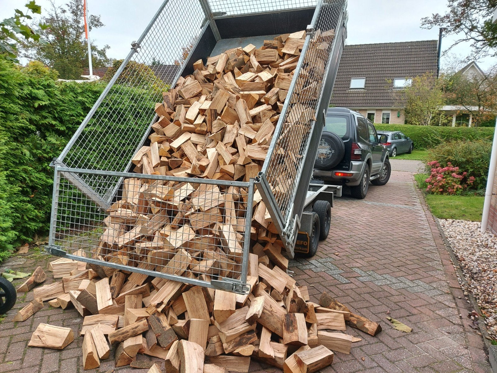 Droog Eiken haardhout 25cm eerste klasse, Tuin en Terras, Haardhout, 6 m³ of meer, Ophalen, Eikenhout, Blokken