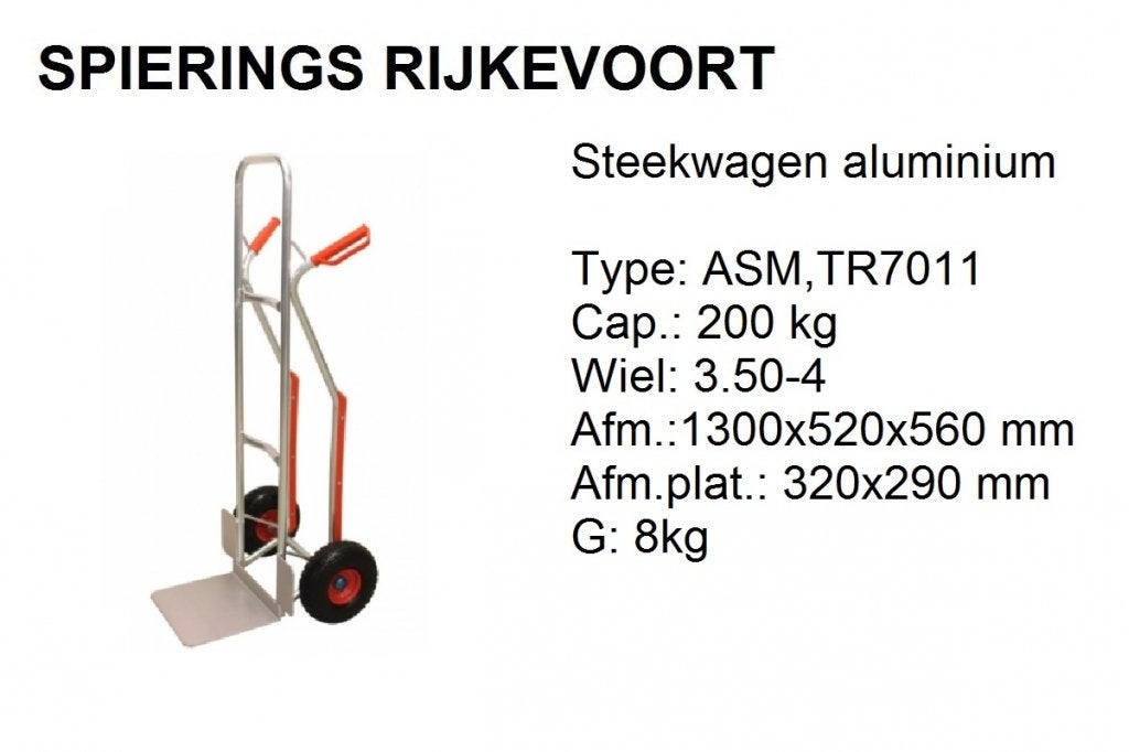 Steekwagen aluminium 200 kg Spierings Rijkevoort, Niet ingevuld, Niet ingevuld, Nieuw, Ophalen of Verzenden