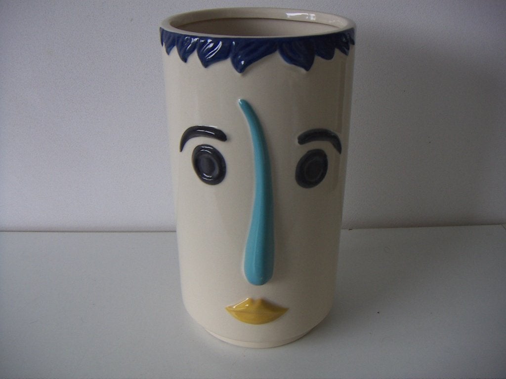 Vallauris Frankrijk plateel keramiek vaas jr.1960 Funny Face, Ophalen of Verzenden