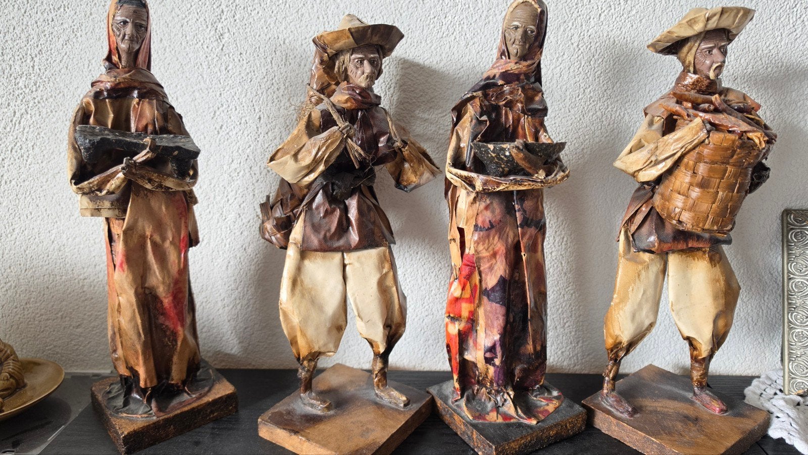 Prachtige set van 4 vintage Mexicaanse papier-maché beeldjes, Ophalen