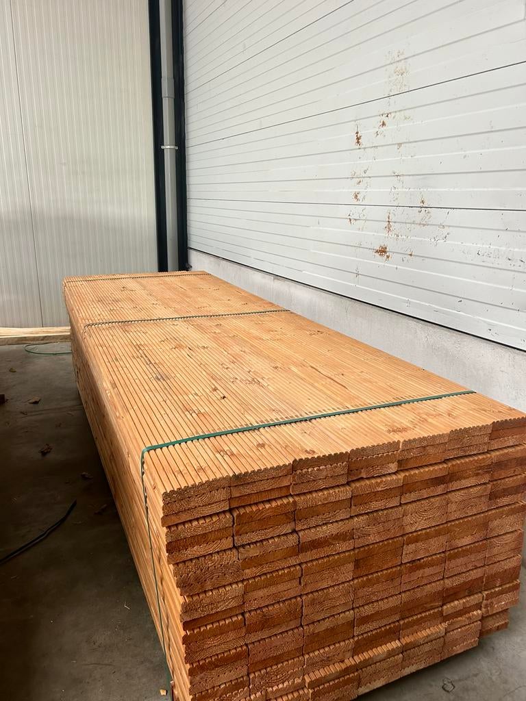Douglas vlonderplank 2.8x14.5x300/400 cm Groef/Glad, Ophalen of Verzenden, Nieuw, Hout