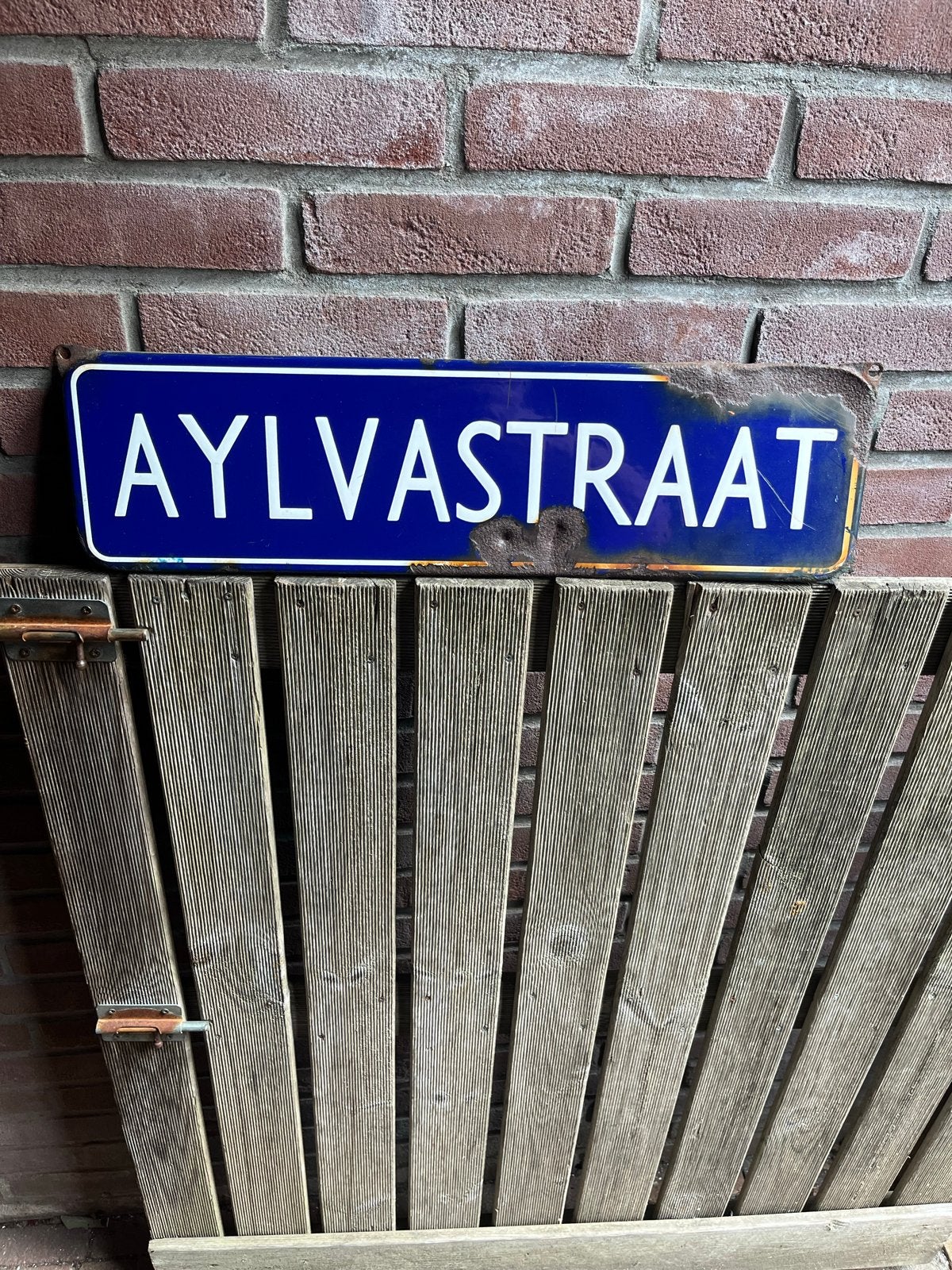 Vintage Emaille Straatnaambord 'Aylvastraat', Ophalen of Verzenden