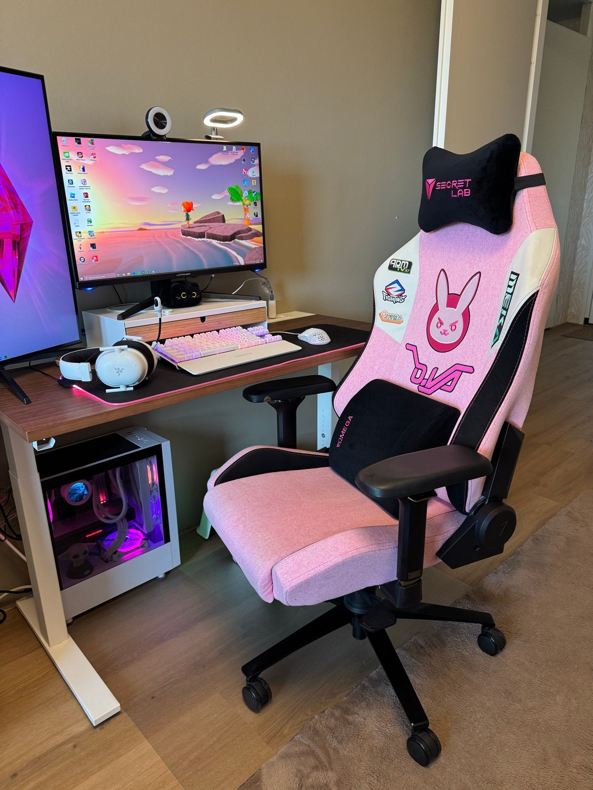 Secretlab OMEGA 2020 D.Va Edition Gaming Stoel (SoftWeave), Ophalen, Zo goed als nieuw, Roze, Gaming bureaustoel