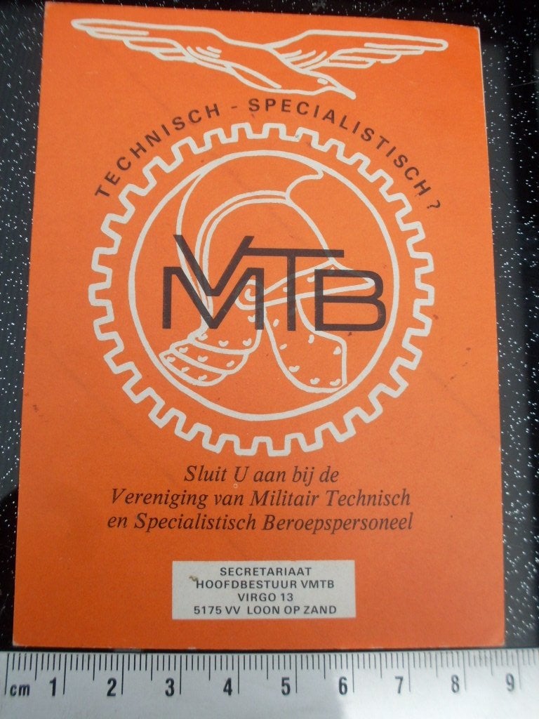 sticker VMTB vereniging militair technisch specialistisch, Verzenden, Zo goed als nieuw, Bedrijf of Vereniging