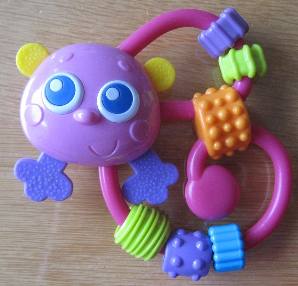 Playgro Curly Critter Mouse rammelaar en bijtring, Ophalen of Verzenden, Zo goed als nieuw, Rammelaar