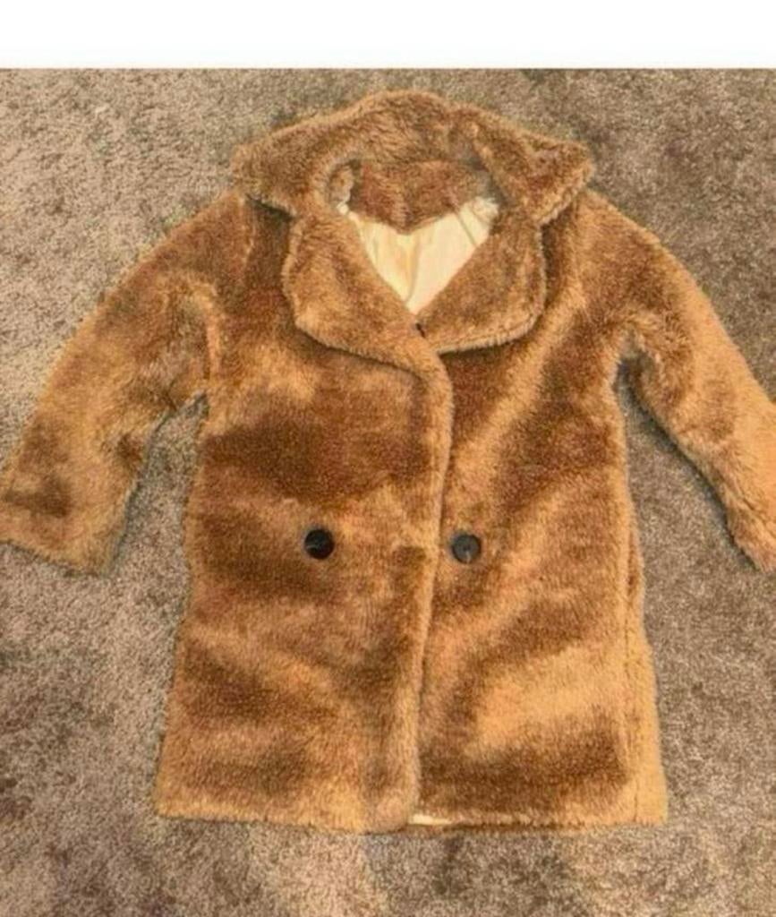 Bruine fake fur jas maat 110, Ophalen of Verzenden, Gebruikt, Jongen of Meisje, Jas