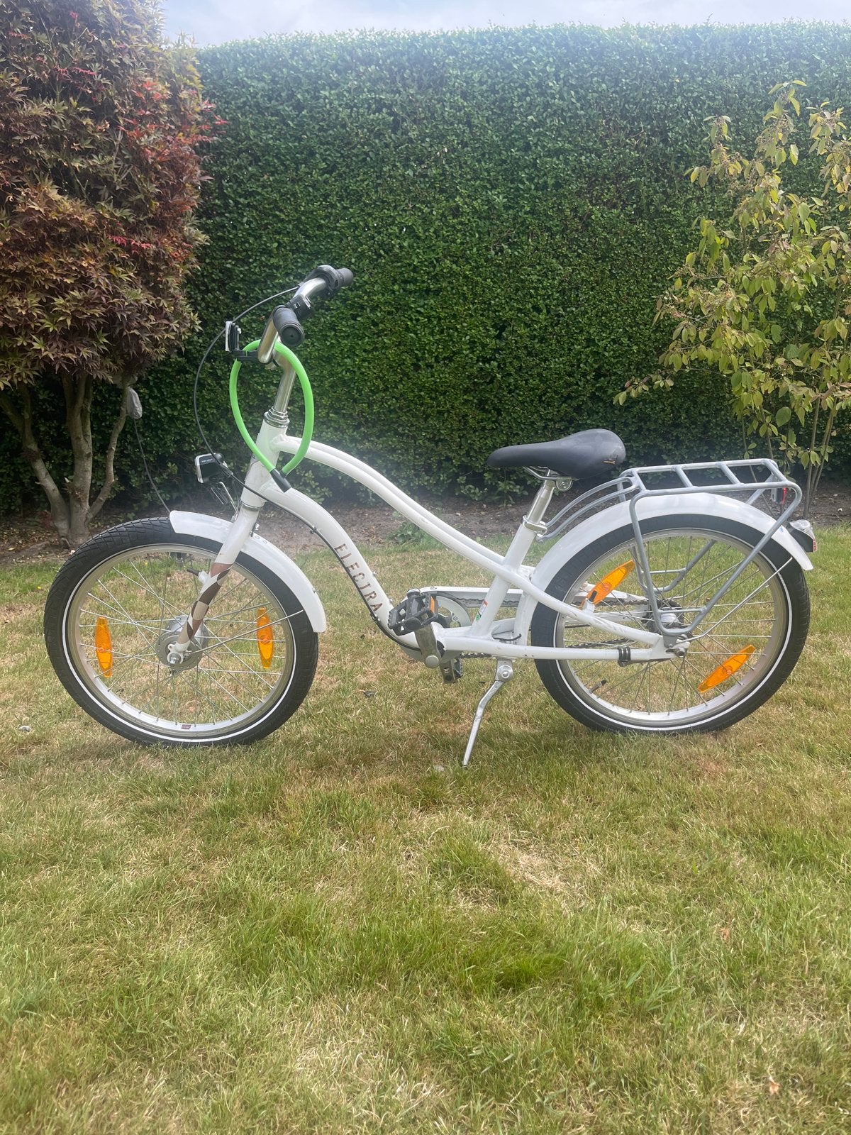Electra fiets, 20 inch, wit, met bagagedrager en slot, Ophalen, Gebruikt, Terugtraprem, 16 tot 20 inch