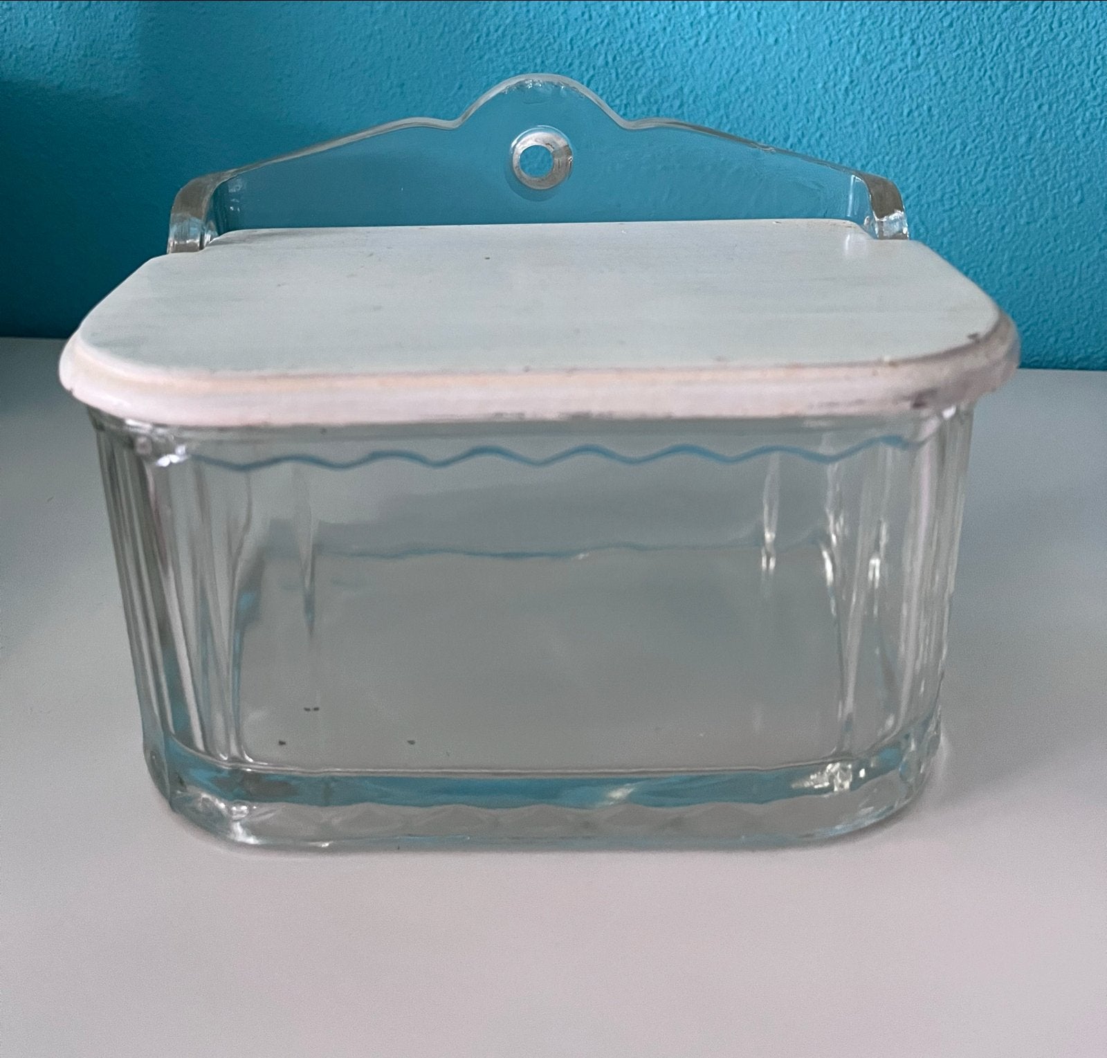 Vintage Zoutpot Brocante - Glazen Zoutvaatje met Deksel, Antiek en Kunst, Curiosa en Brocante, Ophalen of Verzenden