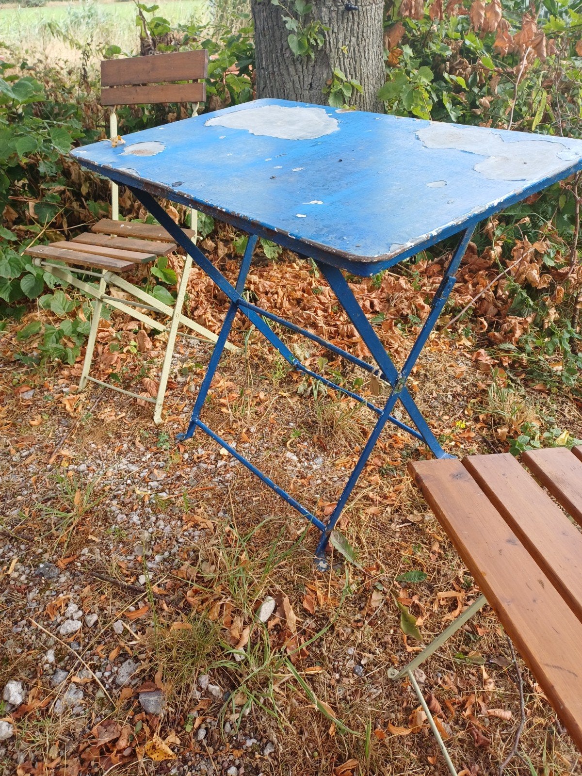 Oud Doorleefd Metalen Brocant Tuintafeltje.., Ophalen of Verzenden