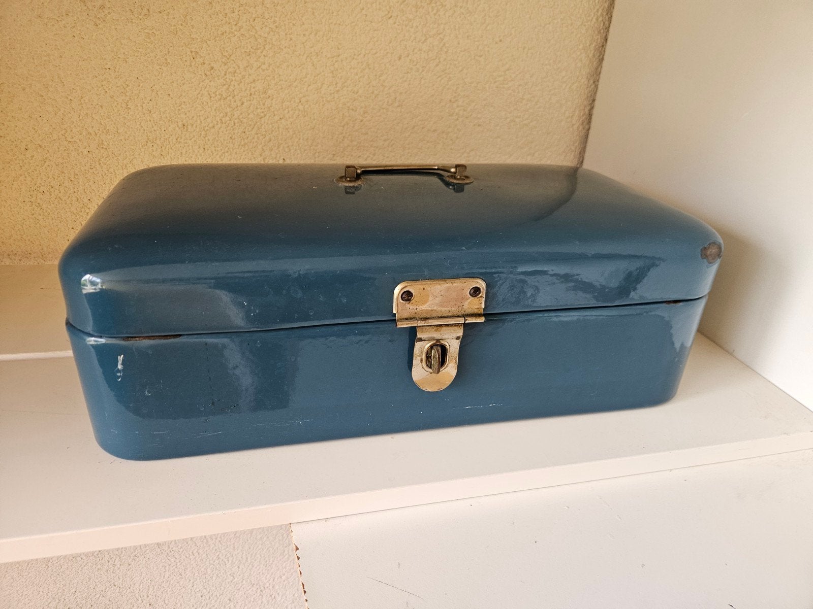 Vintage Blauw Emaille Broodblik - Broodtrommel, Ophalen