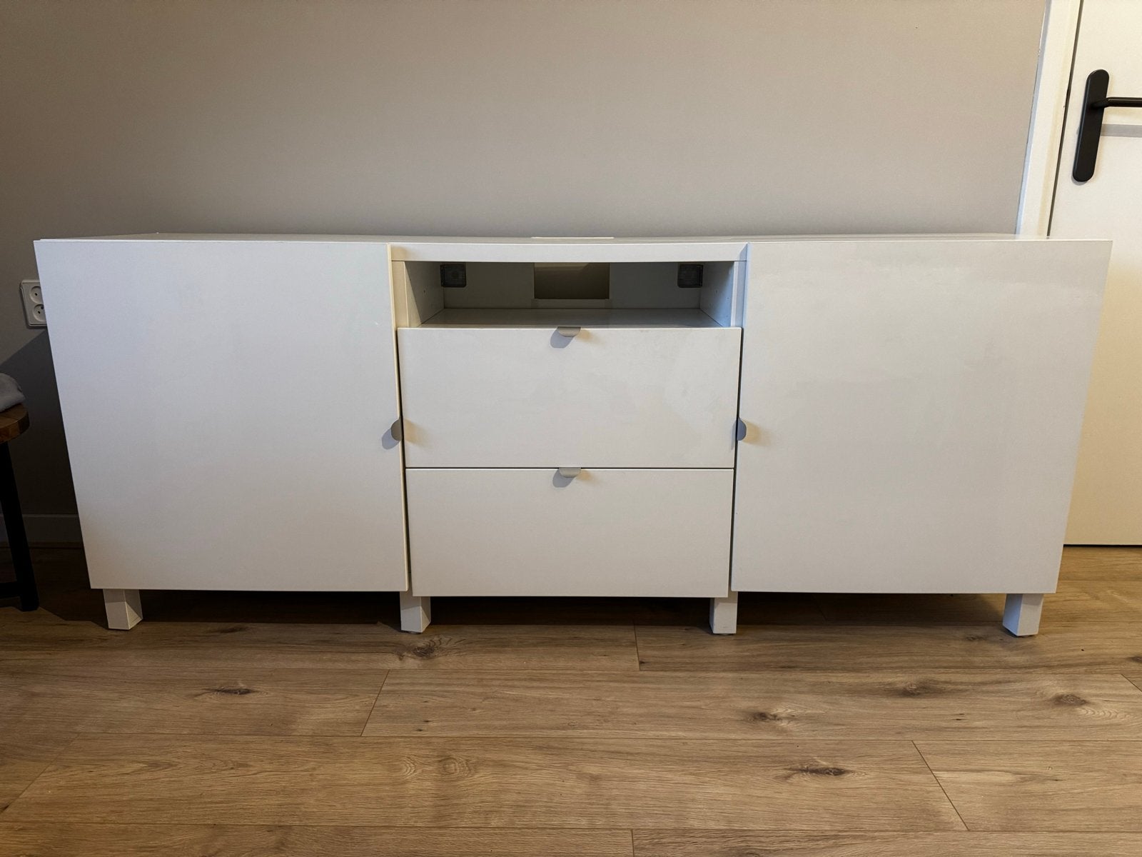 Witte IKEA TV-meubel/dressoir met lades en opbergruimte, Ophalen, Gebruikt, 150 tot 200 cm, Minder dan 100 cm