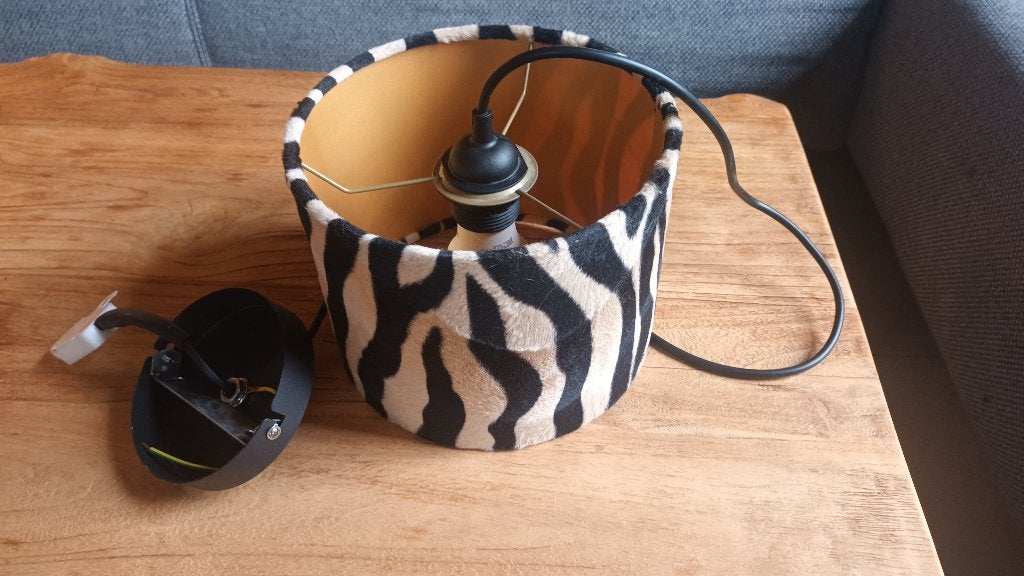 Hanglamp met zebra print, Ophalen, Gebruikt, Metaal, E27 (groot)