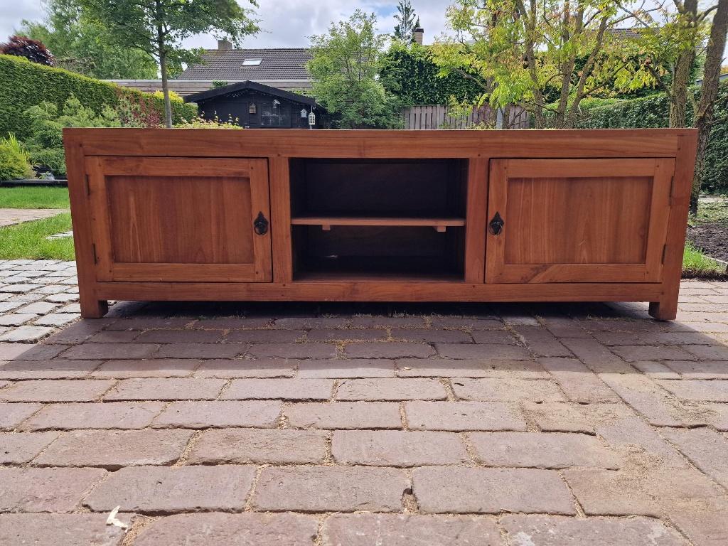 TEAK tv meubel, Ophalen, Gebruikt, 150 tot 200 cm, Teakhout