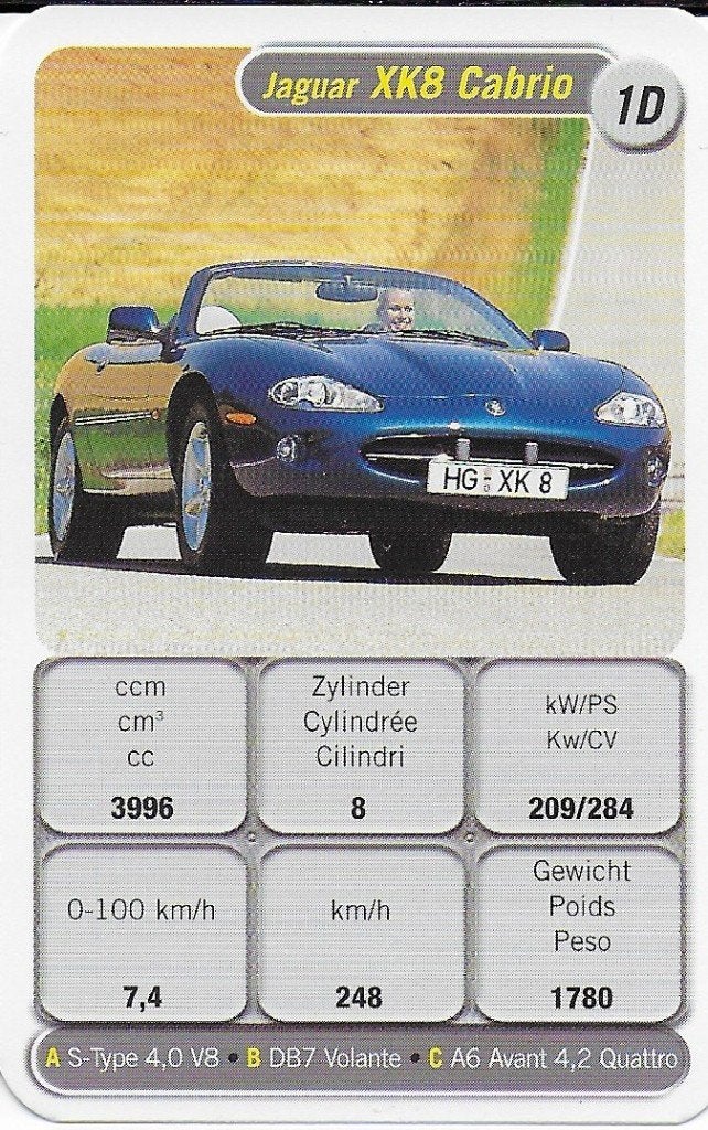Kw4554 autokaartje jaguar xk8 cabrio ( 1d ), Ophalen of Verzenden, Zo goed als nieuw, Auto's