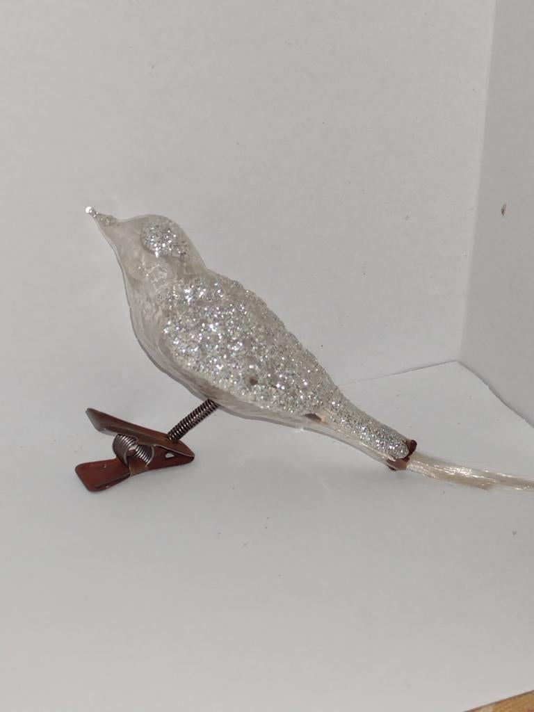 oude kerstbal transparante vogel op knijper, Ophalen, Gebruikt