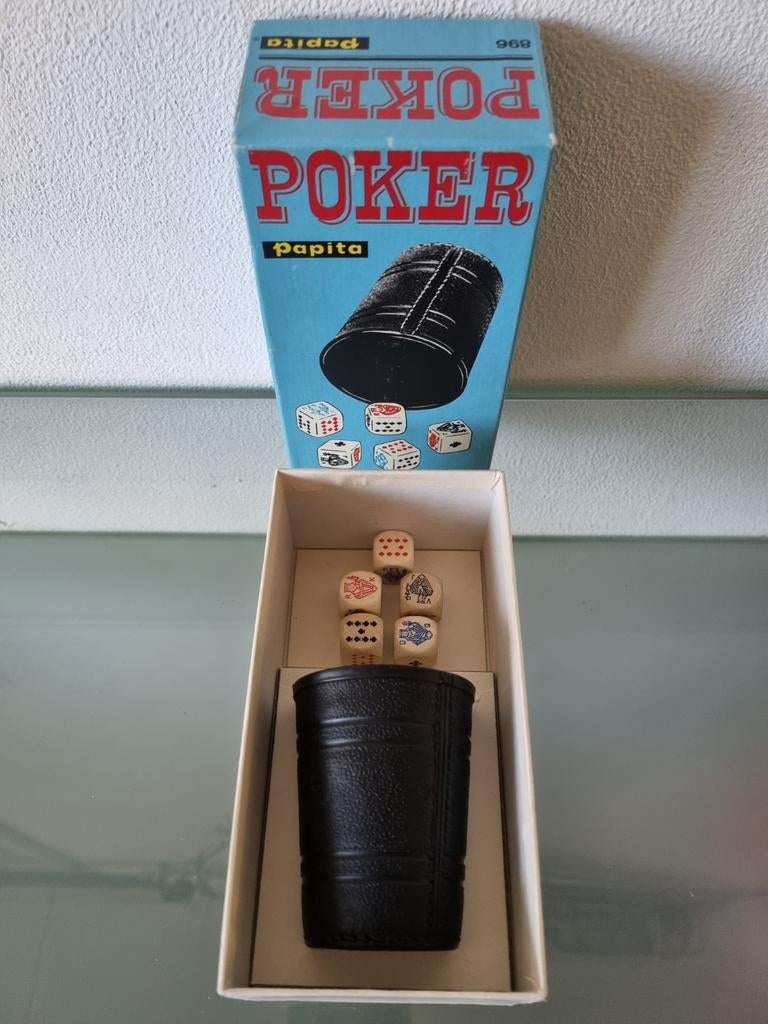 Orig,Jrn70,Vintage,PAPITA, POKERDOBBELSPEL,Compl,Doos,Inwst!, Ophalen of Verzenden, Zo goed als nieuw, Papita