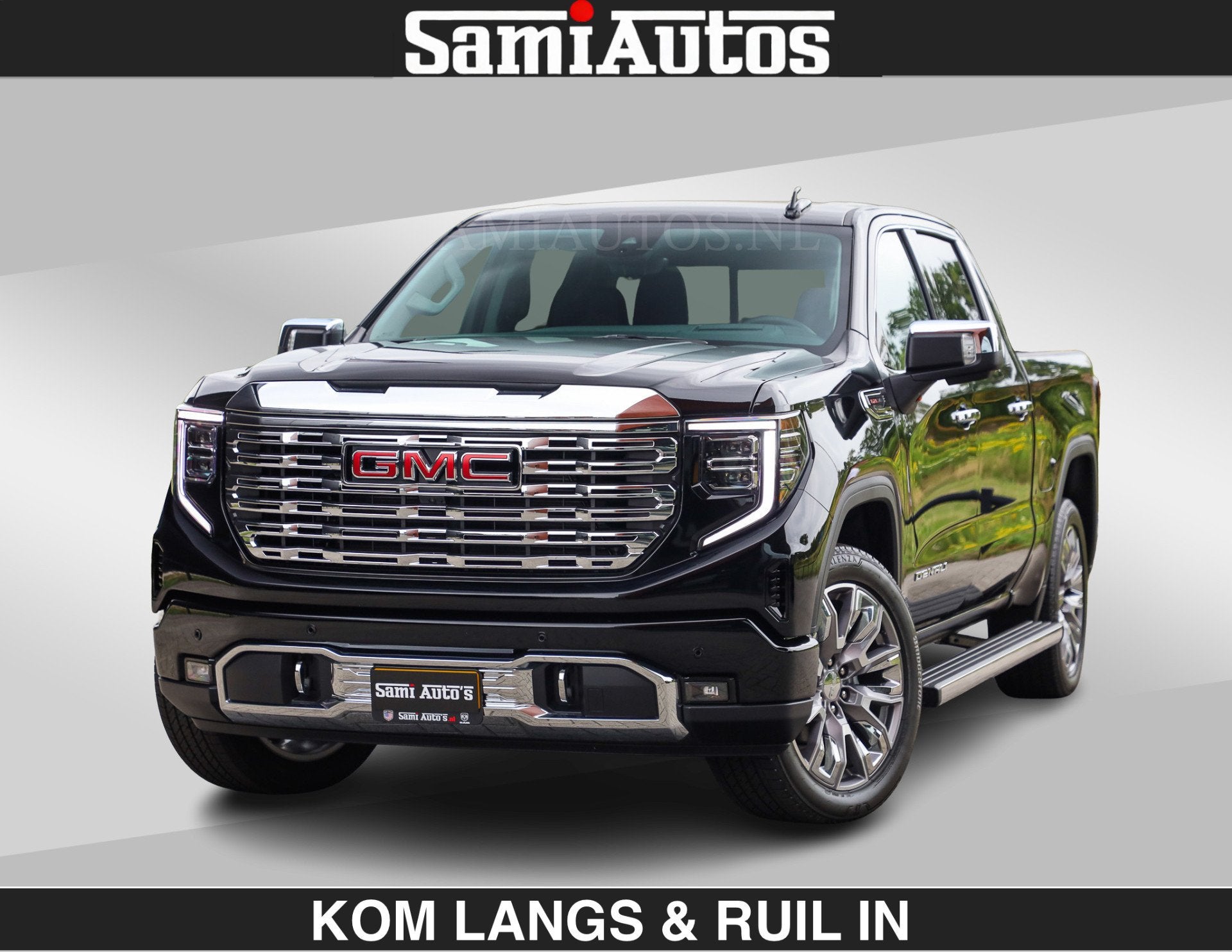 GMC Sierra DENALI | All-In Prijs | 6,2 V8 Full Option | De M, Auto's, Bestelauto's, Met garantie (alle), 426 pk, Zwart, Adaptive Cruise Control